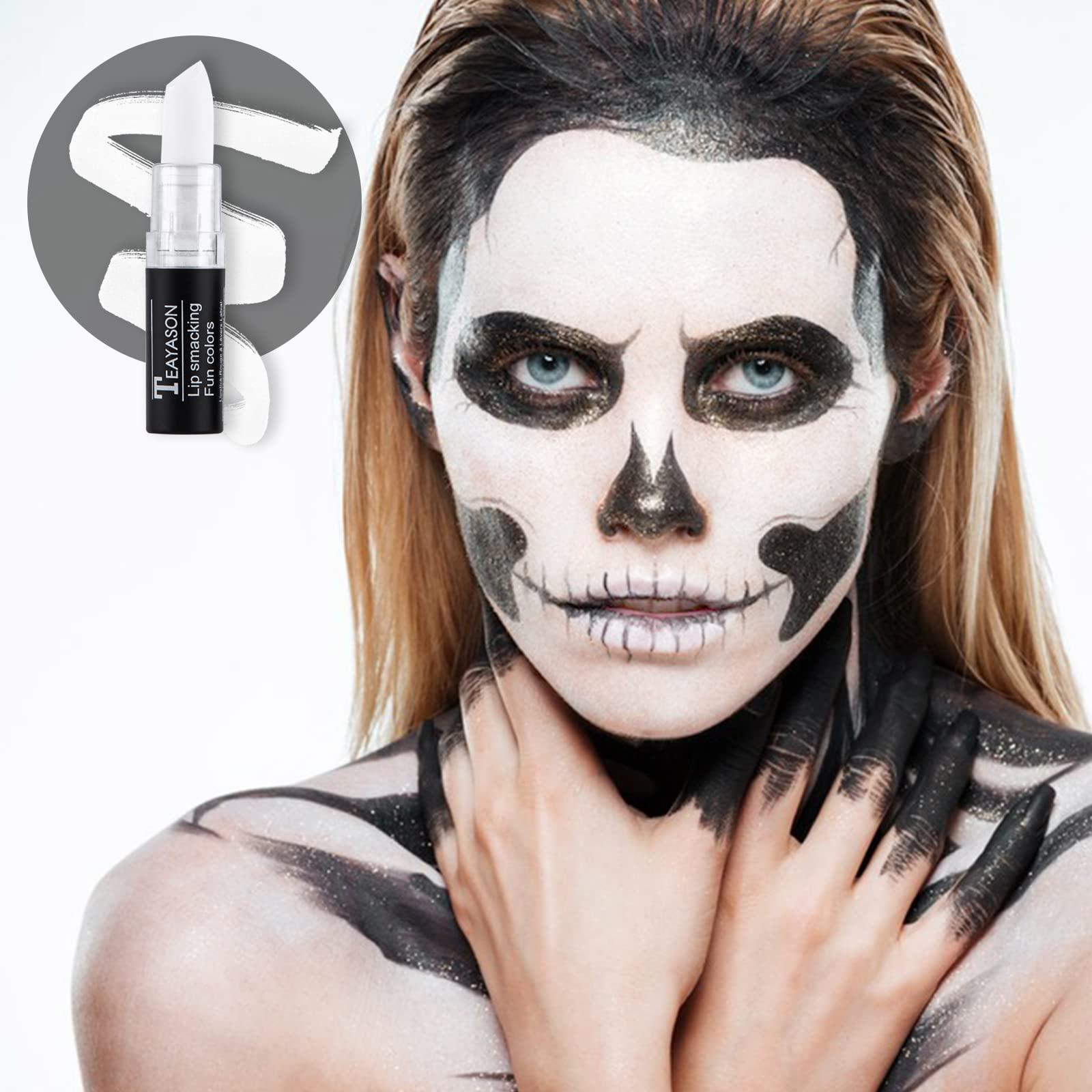 BowJian BowJian White Eye Black White Face Paint Stick White Foundation Goth Makeup Halloween Clown Makeup Cosplay Eye Black Stick White Body Paint White Face Makeup White Concealer Lipstick (White)