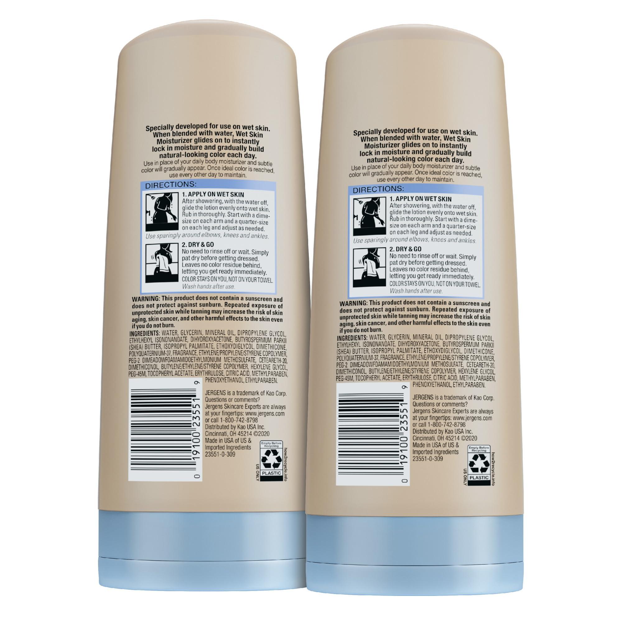 Jergens Jergens Natural Glow In Shower Lotion, Self Tanner for Medium to Deep Skin Tone, Sunless Tanning Wet Skin Lotion for Gradual, Flawless Color, 7.5 Ounce, Pack of 2