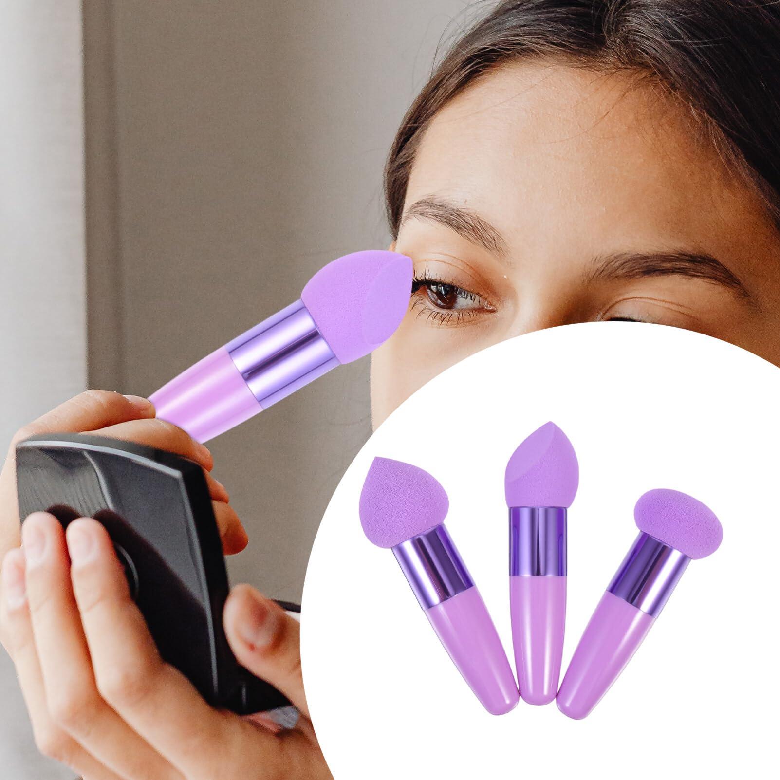 POPETPOP POPETPOP Makeup Sponge with Handle Foundation Applicator: Heart Shaped Cosmetic Sponges Wedge Blending Sponge Mushroom Powder Puff for Foundation Concealer, 3pcs