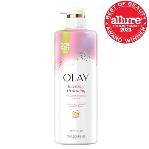Olay Olay Body Wash for Women, Intensely Hydrating, Hyaluronic Acid Serum Complex, Renews Moisture, Free of Parabens & Phthalates, Vitamin B3 Lameller Technology, For All Skin Types, 26 fl oz