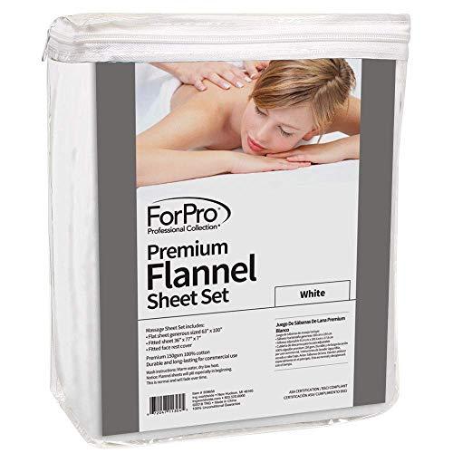 ForPro Professional Collection ForPro Premium Flannel 3-Piece Massage Sheet Set, White