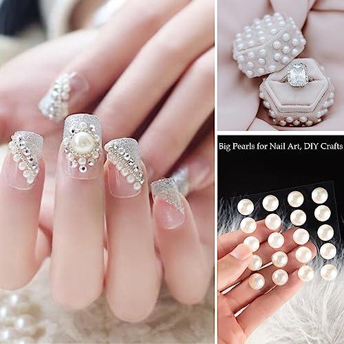 WUIOS Face Gems Jewels Hair Pearls Diamonds Stick Crystal Rhinestones for Hair, Face, Eye, Makeup, Crafts, Nails Self Adhesive Pearls Gems Rhinestones Use for Party, Festival Rave Outfits Costume (10mm)