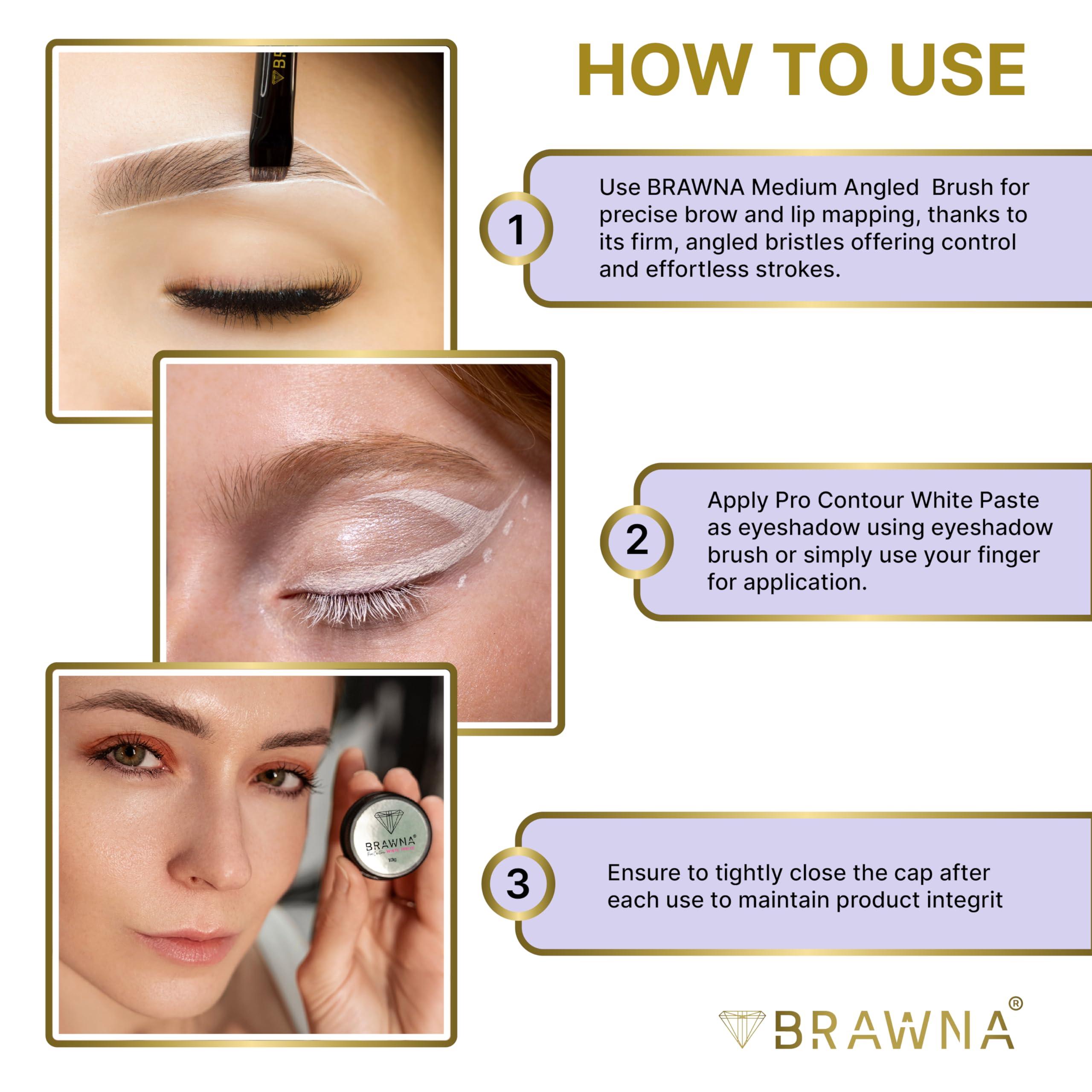 BRAWNA Brawna Pro Contour White Mapping Paste for Brow and Lip Measuring - White Concealer for PMU, Eyebrow Henna, Lamination, Tint