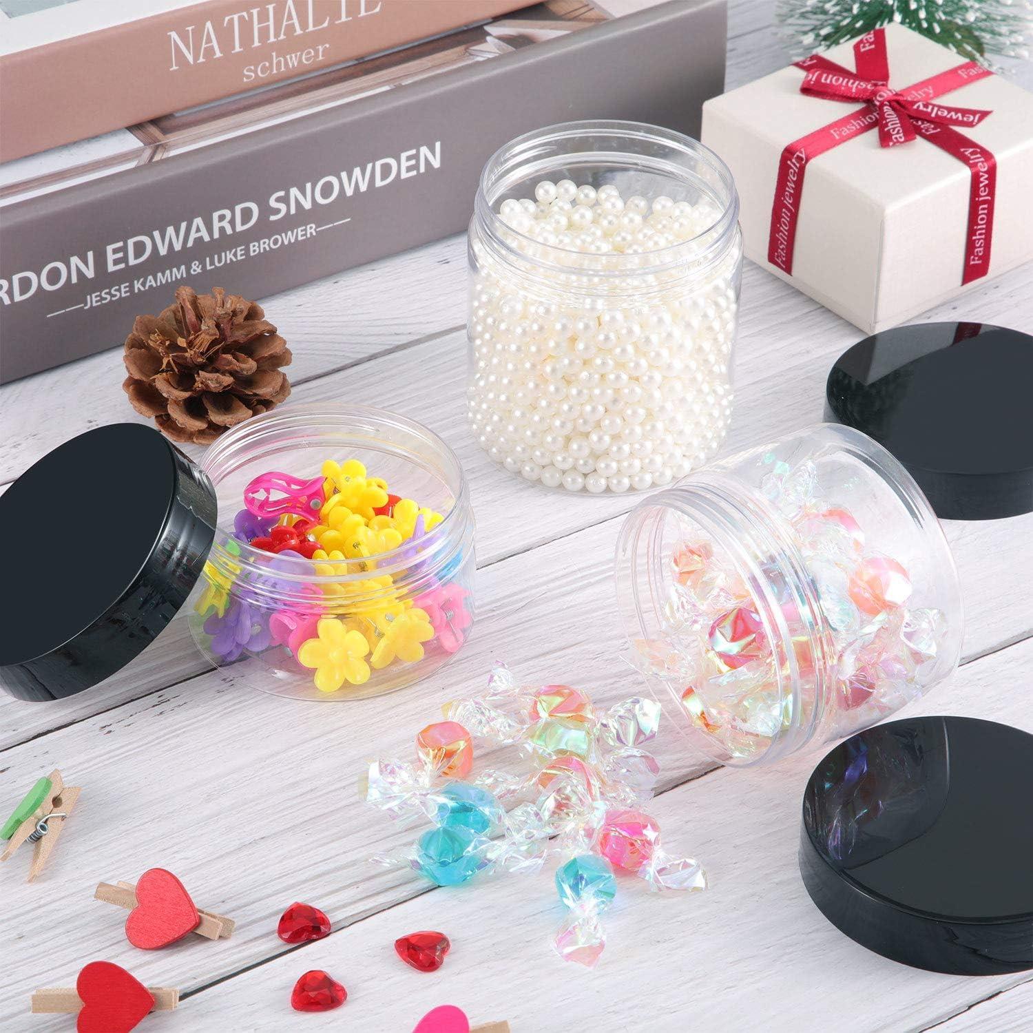 SATINIOR SATINIOR 36 Pieces Plastic Jars with Lids Round Clear Container Leak Proof Airtight Cosmetic Small Empty Jars for Lotions Ointments Travel Toiletries Creams Make up Storage(0.17 oz,Black)