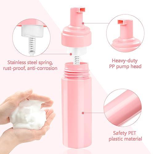 TMLECE TM Foam Pump Bottle 5.1oz/150ml Pink Empty Foam Bottle Pump, Travel Foam Bottle for Soap, Shampoo, Cleaning Foam Dispenser Bottle Refillable (6 Pack)