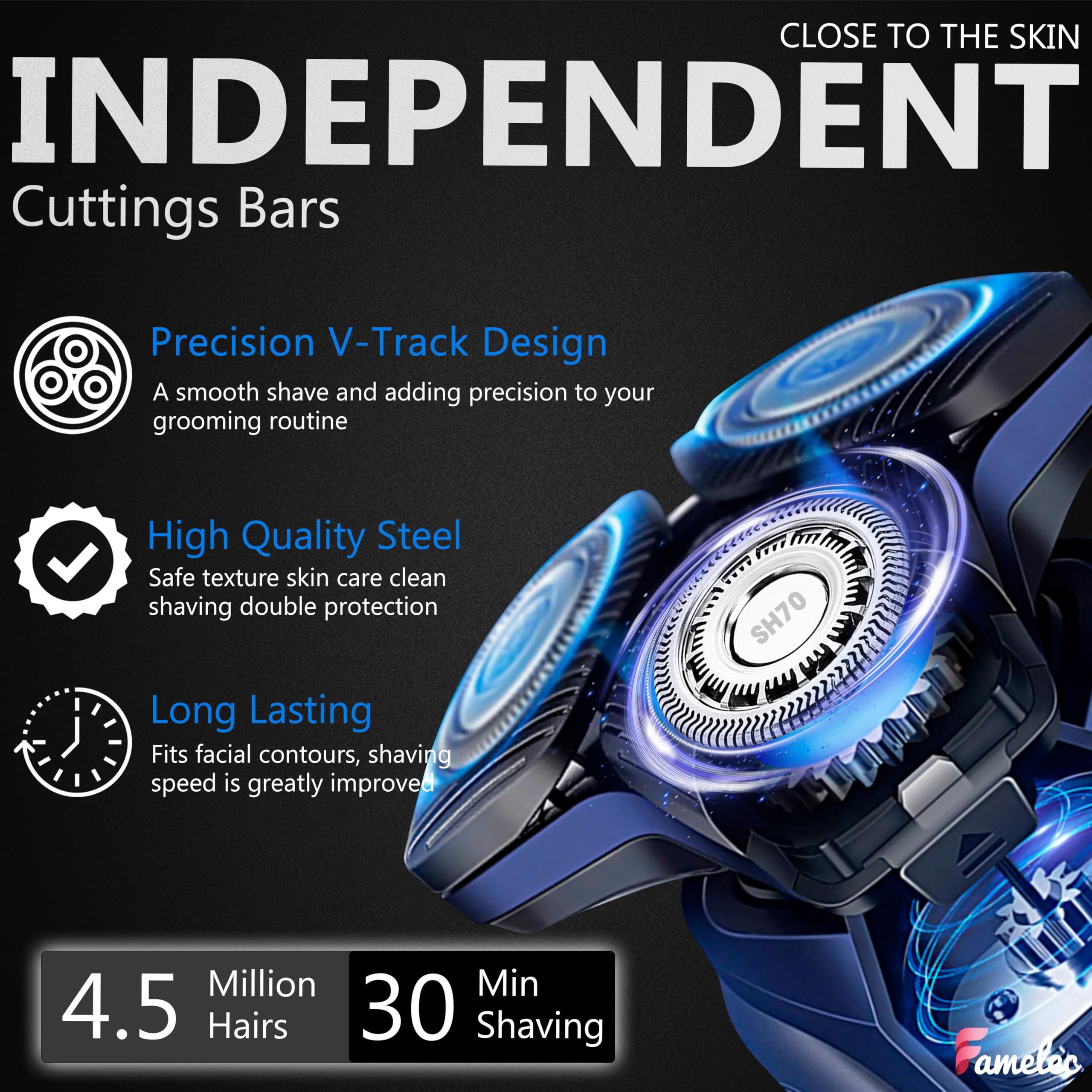 FAMELEC SH70/SH71 Replacement Heads for Philips Norelco Shaver Series 7000, Compatible with Philips Norelco 7000 Replacement Heads, New Upgraded Blades for Norelco Replacement Heads Series 5000 Angular