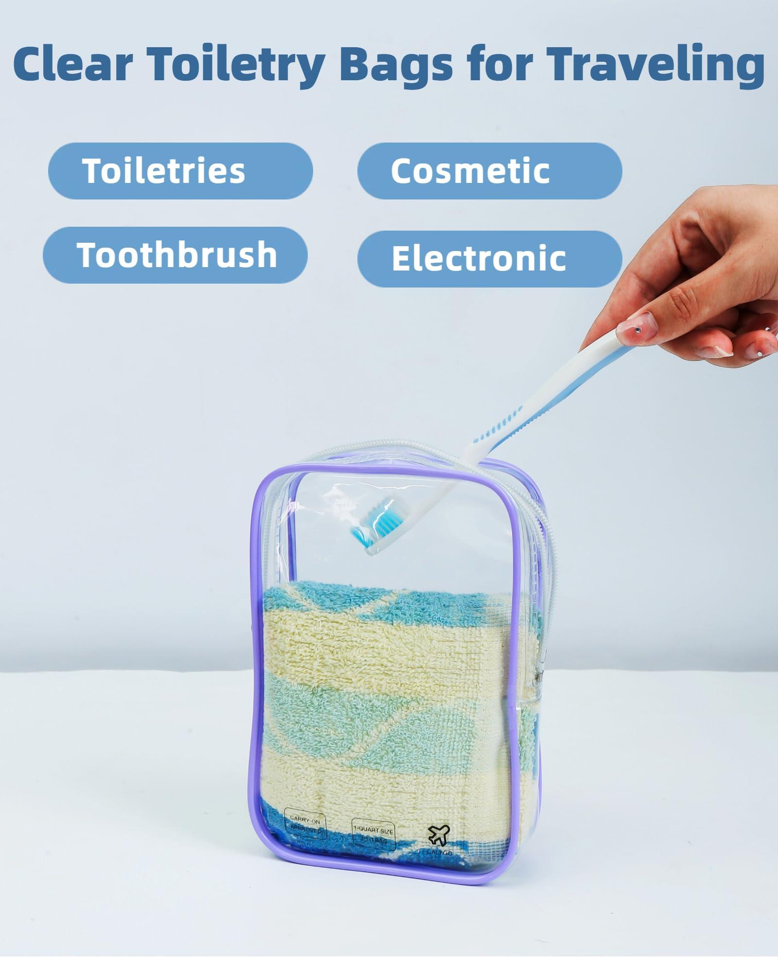 CALYGO 3 Packing Cubes Quart Size Travel Bag TSA Approved Toiletry Bag, Airplane Essentials for Flying, Long Flight European International Must Haves for Women Men Toiletries Liquids Small Clear Pouch