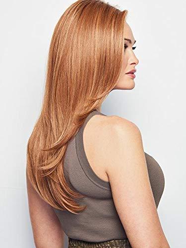 Raquel Welch Scene Stealer Wig Color RL8/12ss Shaded Iced Mocha - Raquel Welch Wigs 15\" Long Straight Lace Front Top Hand-Tied Natural Hairline heat Friendly Fiber Curly Bundle Travel Kit, MaxWigs Hairloss Booklet