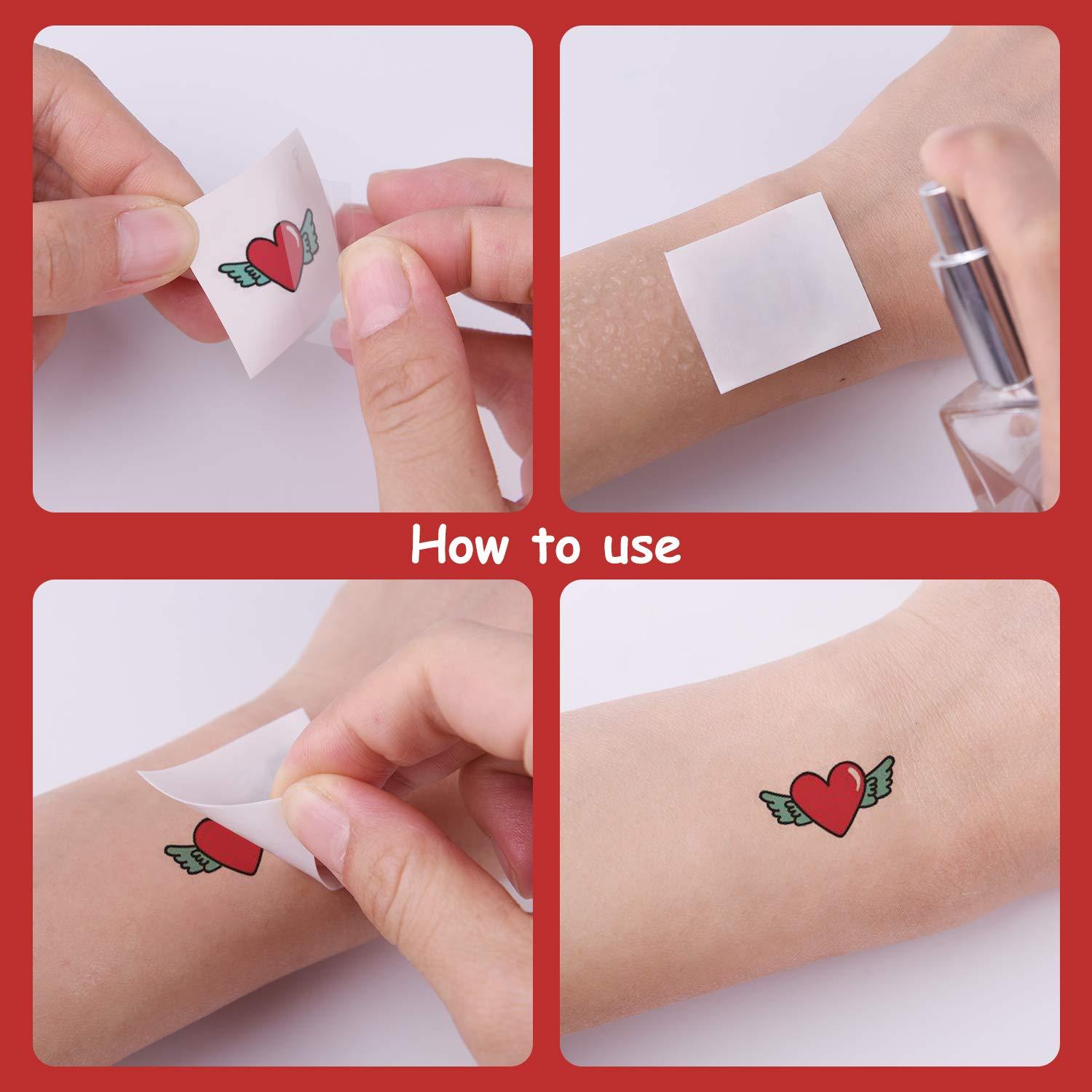 TUPARKA TUPARKA 340 Pcs 44 Sheet Valentines Day Temporary Tattoo Valentines Heart Tattoo Sticker for Kids Boys Girls Gift Valentines Day Party Supplies