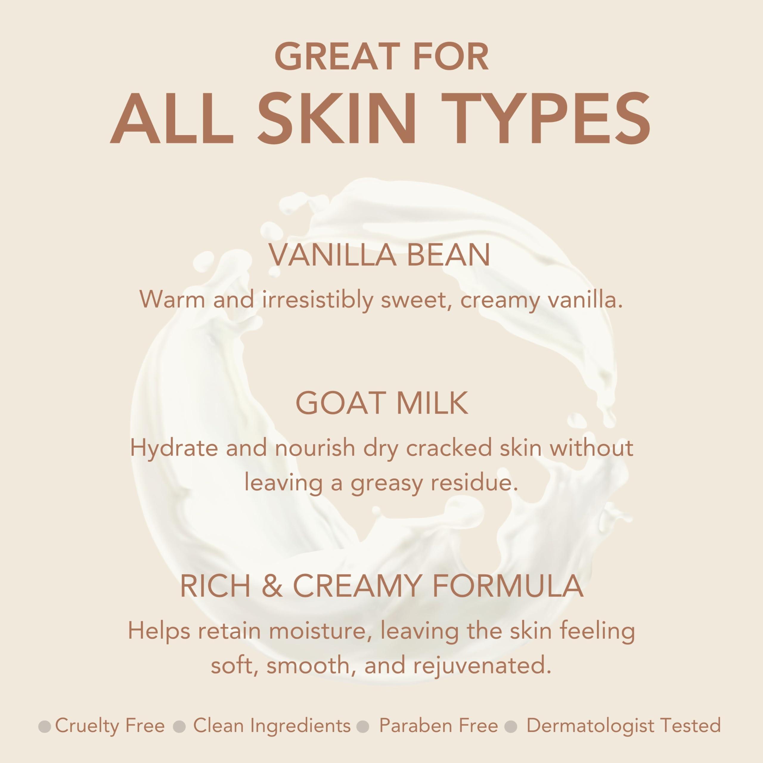 Dionis Dionis Goat Milk Hydrating Skincare Scented Cream, Rich & Creamy Daily Moisturizing Vanilla Bean Body Lotion For Dry Skin, Made in the USA, Cruelty-Free & Paraben-Free, 8.5 oz Bottle