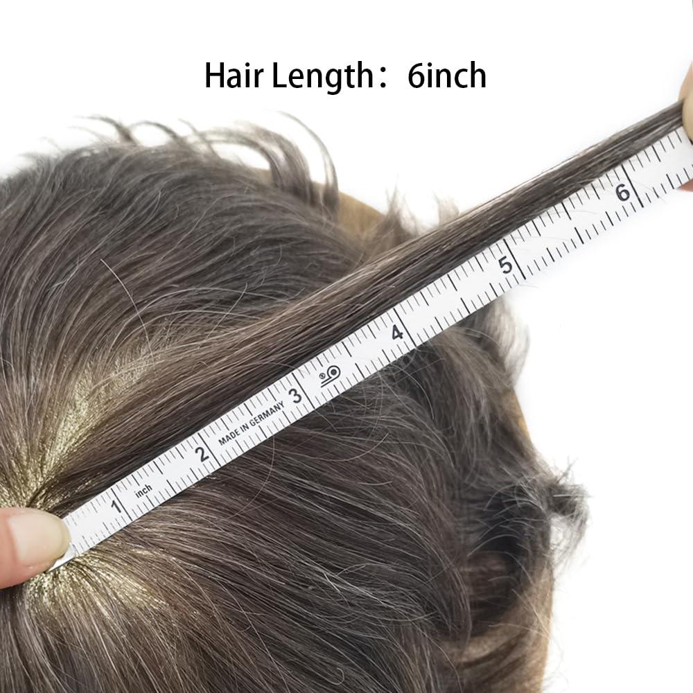 Hair Wonders Mens toupee hair replacement system for men hairpieces toupee for men real human hair pieces for men hair systems Protesis Capilar Para Hombre US Stock7x9-#440 4# MEDIUM BROWN+40% GREY