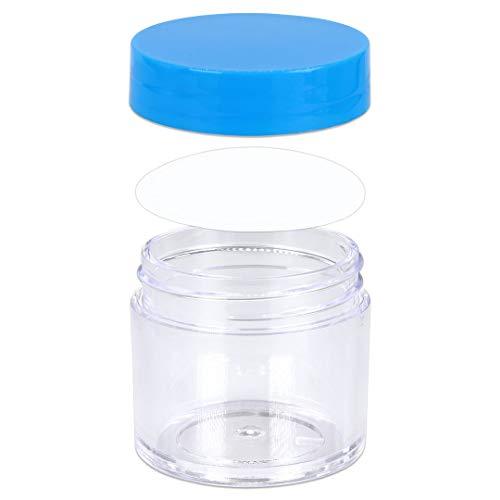 BEAUTI Beauticom 648pcs 30G/30ML (1oz) Thick Wall Round Plastic Clear Container Jars BPA Free LEAK PROOF with Flat Top Lids (648 Pieces, BLUE)