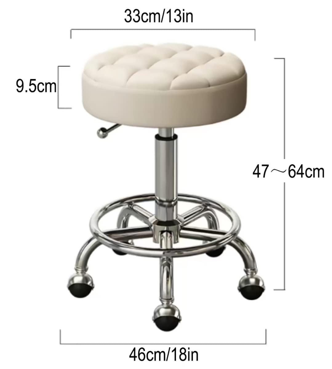 SOVORM Stool Chair Rolling Stool Height Adjustable Swivel Stool, Beauty Nail Barber Shop Stool Swivel Lift Round Stool with Pulley and Footrest for Kitchen Medical Studio,Blue (Brown) The New