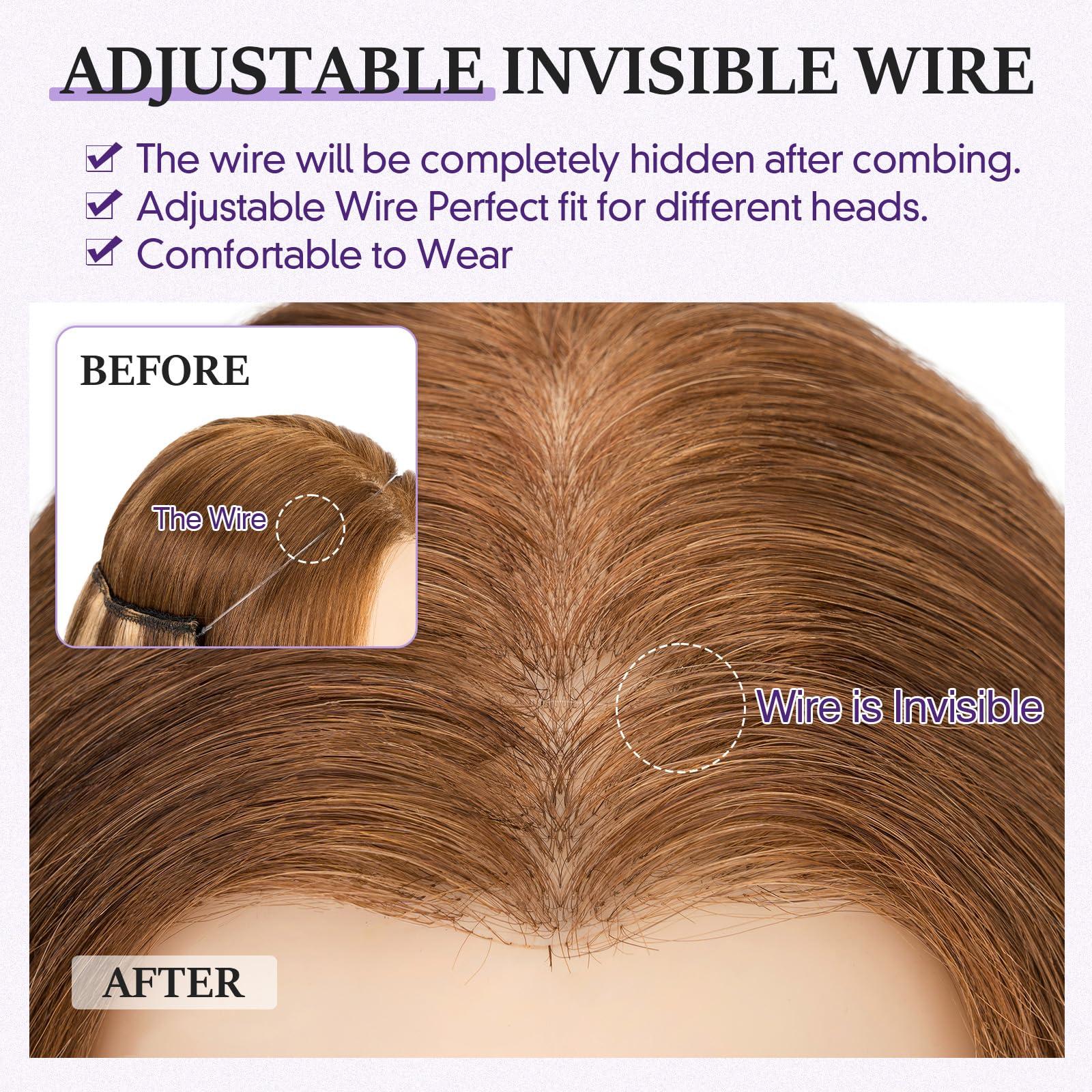 prokyvity Halo Hair Extensions Real Human Hair,Prokyvity 100% Human Hair Halo Extension,Halo Extensions Real Human Hair,Halo Hair Extension,Halo Hair 4P27 Medium Brown Mixed Dark Blonde 16inch