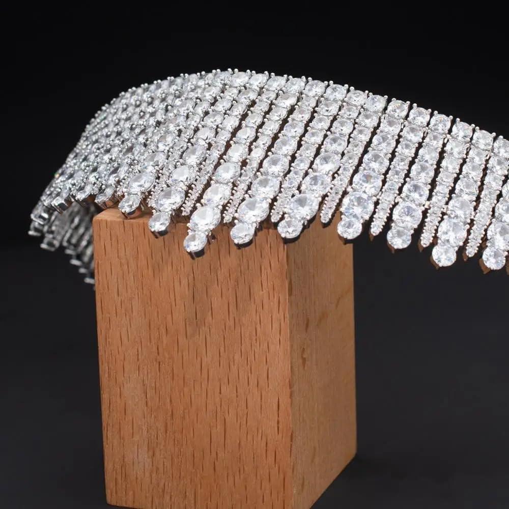 SEPBRIDALS Queen Mary\'s Fringe Replica Tiara,Cubic Zirconia Princess Tiara Diadem for Bridal Wedding Hair Jewelry Accessories Hairpieces CH10345