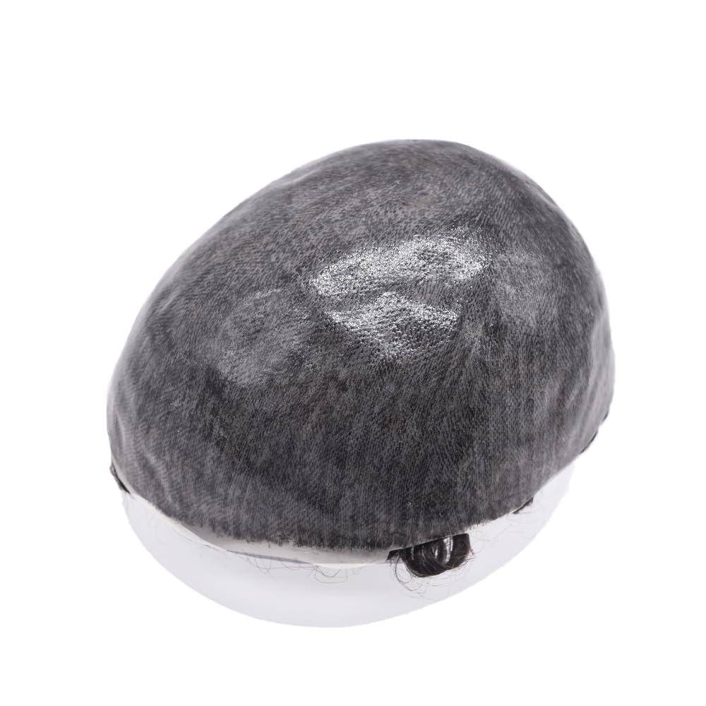 Curve Hair Men Weave Hair Unit Afro Curl Toupee for Black Men 100% Human Hair Loose Curly Mens Hair System Replacement Afro 360 Waves Curly Man Unit (8\'\'X10\'\', 1B Off Black 25mm Curl)