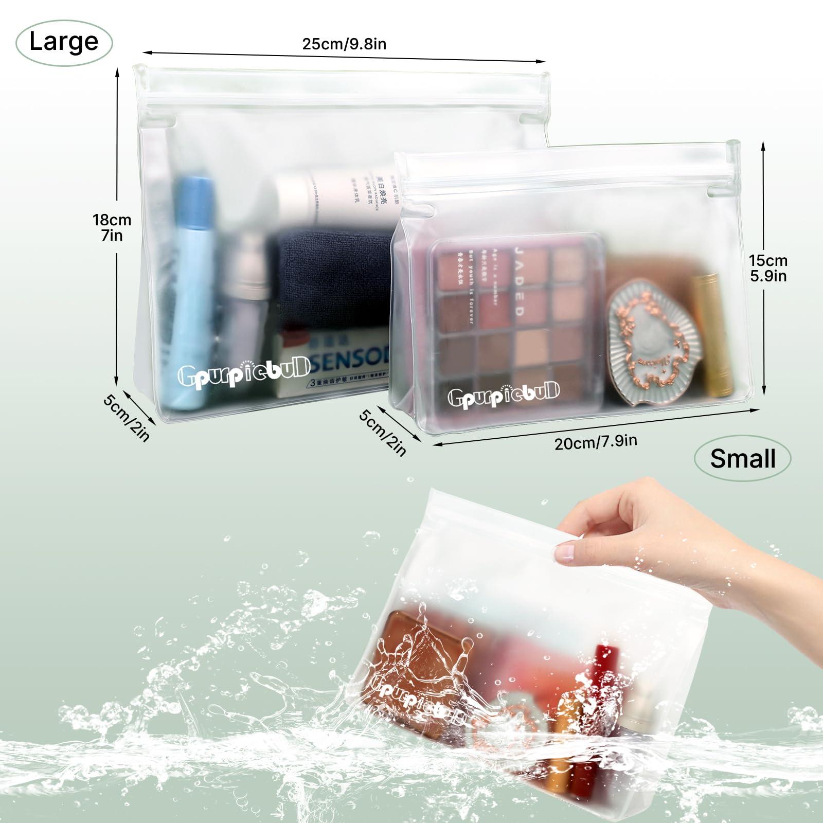 Gpurplebud Gpurplebud Clear Toiletry bags, PEVA Material Leakproof TSA Approved Quart Size Zipper Bags (3, 3 x 9.8in & 3 x 7.9in)