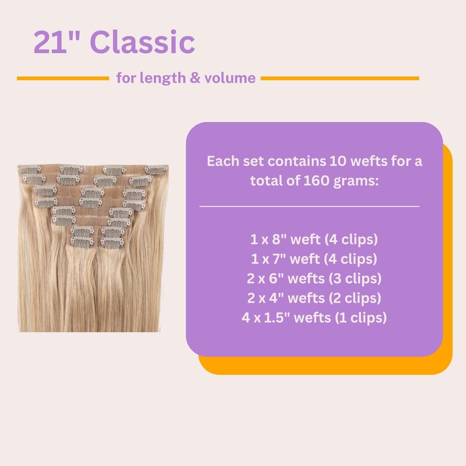 BFB Hair BFB Hair Clip-in Hair Extensions for Women, Real Human Hair Extensions, Barefoot Blonde Highlighted Blonde 21 inch 10 pcs 160 grams, Seamless Design, Straight & Long Remy Extensions