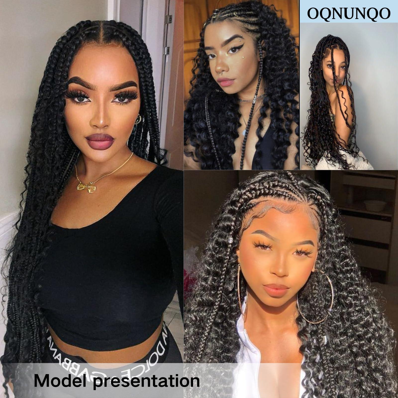 OQNUNQO Deep Wave Bulk Hair for Braiding Deep Wave Hair for Black Wome 24inch 200g for Deep Wave Braiding Hair Extensions Quality Synthetic Micro Braiding Hair for Boho Braids No Weft, (2Pack Natural Black
