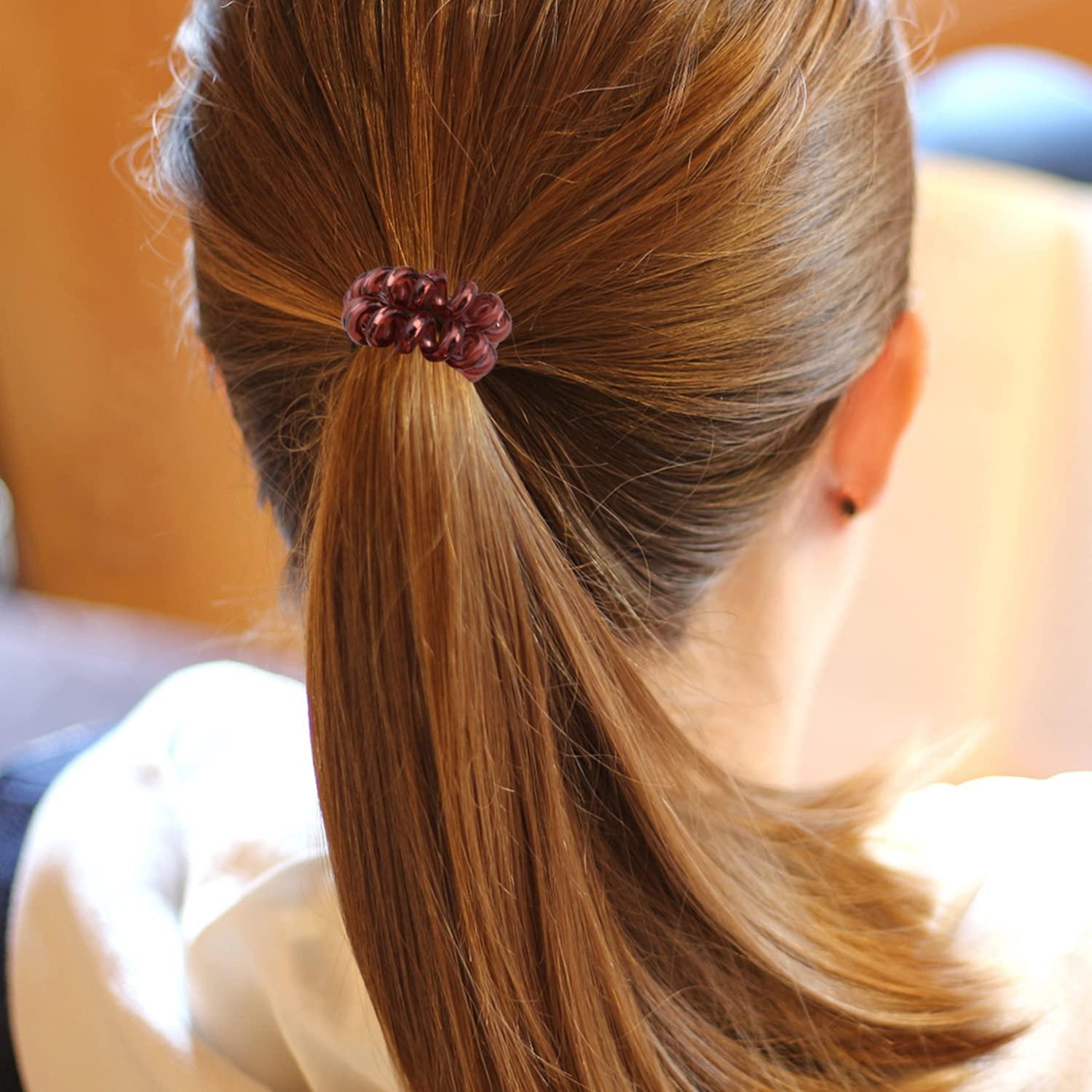 Swanliss Spiral Hair Ties, waterproof No Crease Coil Hair Ties, Phone Cord Hair Ties for Thick Hair, for women Ponytail Holder Elastics (FQ-06)