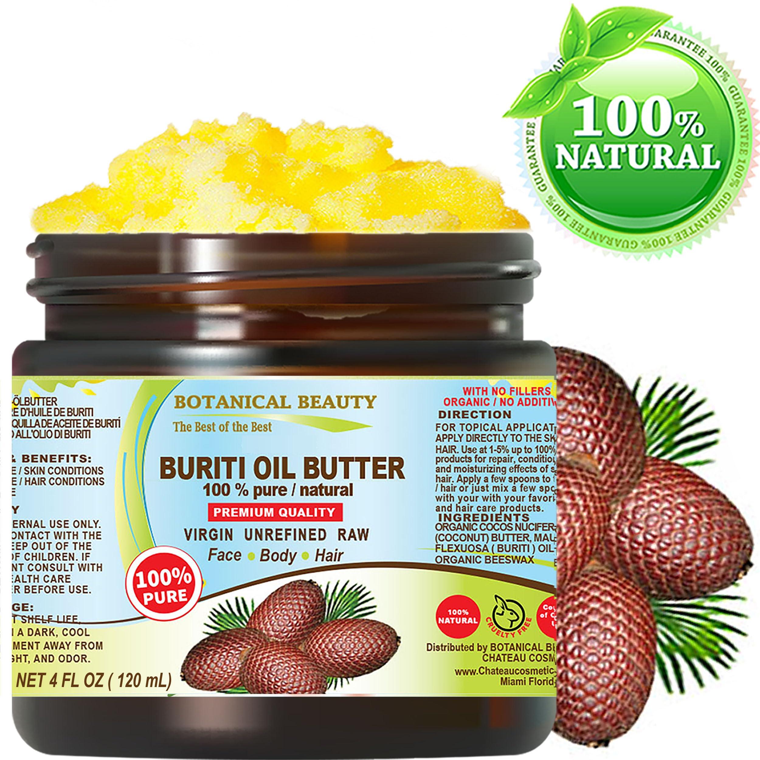 Botanical Beauty Botanical Beauty BURITI FRUIT OIL BUTTER Pure Natural Virgin Unrefined RAW 4 Fl. Oz.- 120 ml for FACE, SKIN, BODY, DAMAGED HAIR, NAILS. Natural sources of vitamin C and vitamin E