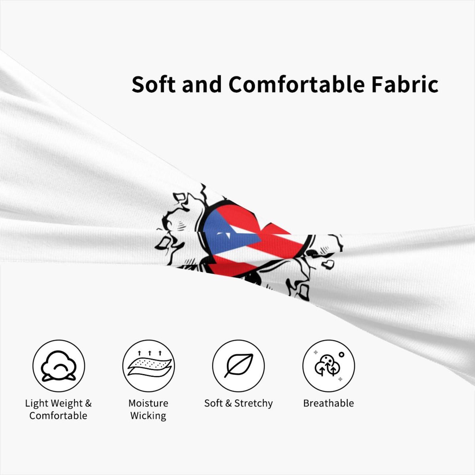 MANQINF Puerto Rico Flag Headbands Non Slip Sweatband Fashion Summer Hair Bands for Tennis,Basketball,Running,Gym,Working Out