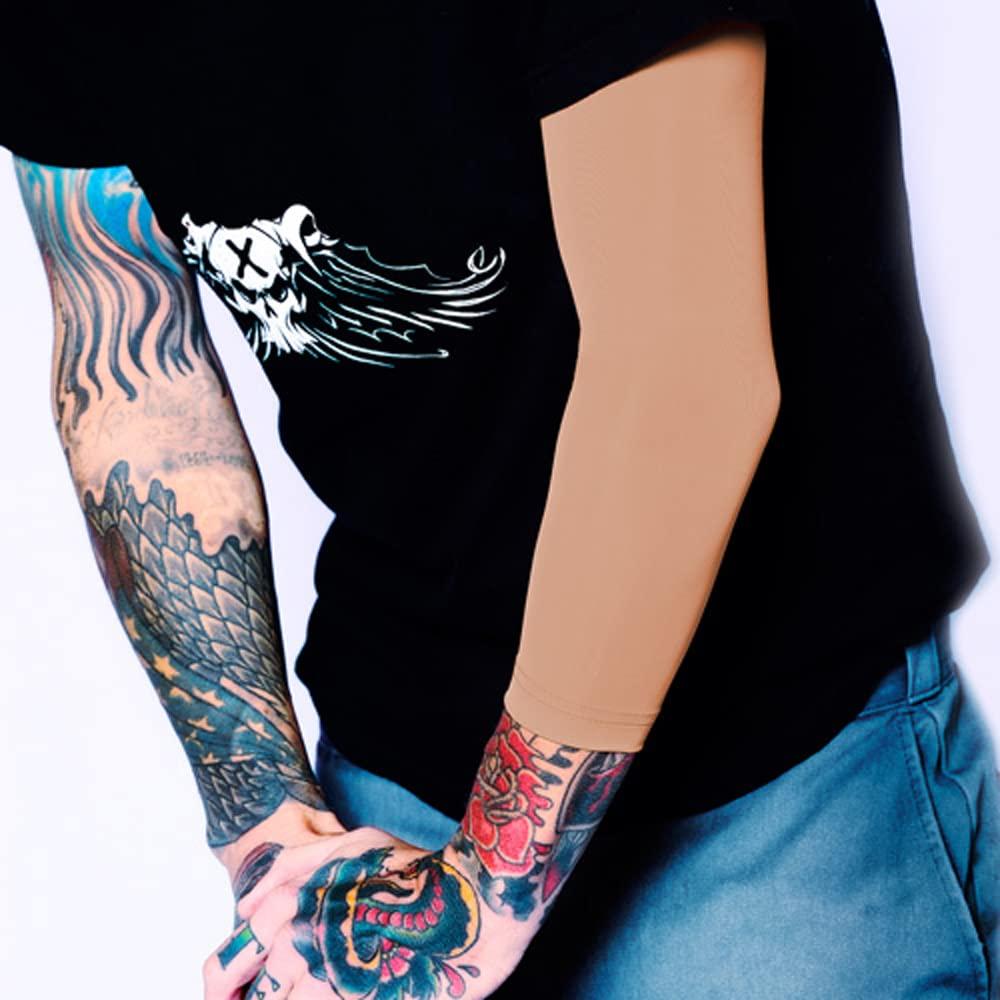 Tat2X Tat2X Ink Armor Premium 3/4 Arm Tattoo Cover Up Sleeve - No Slip Gripper - U.S. Made - Light - 3X (single arm/elbow sleeve)