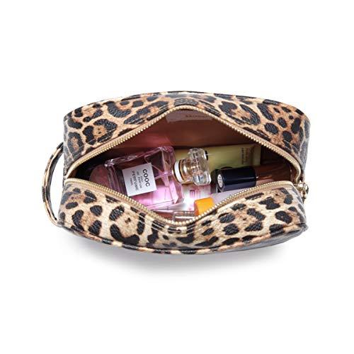 Daisy Rose Daisy Rose Cosmetic Toiletry Bag | PU Vegan Leather Travel Bag - Leopard
