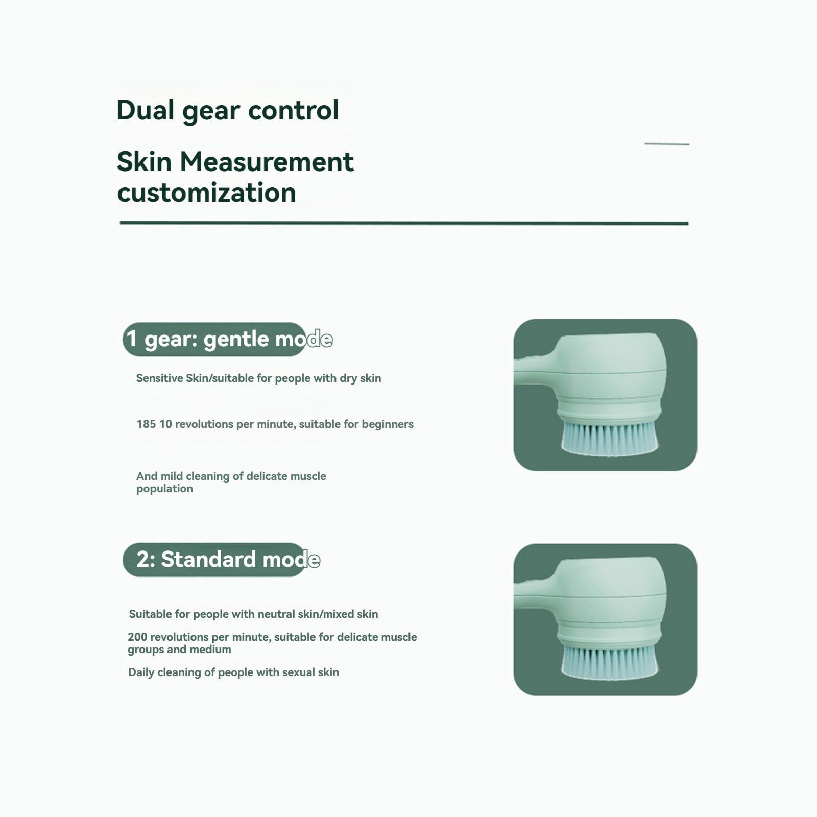 cleaner Dual Handle Bath Brush, Electric Body Brush Back Scrubber for Shower, Auto Spinning Exfoliating Massage Bath Brush Rechargeable, Rotating Body Brushes with 5 Brush Heads, Waterproof (Pink)