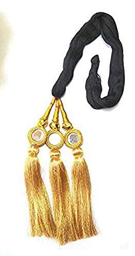 Export Store Hair Extension/Women's Paranda, Choti/Parandi Traditional Hair Accessory Braid Tassles (Black with Golden Color Hangings) (Style 3)