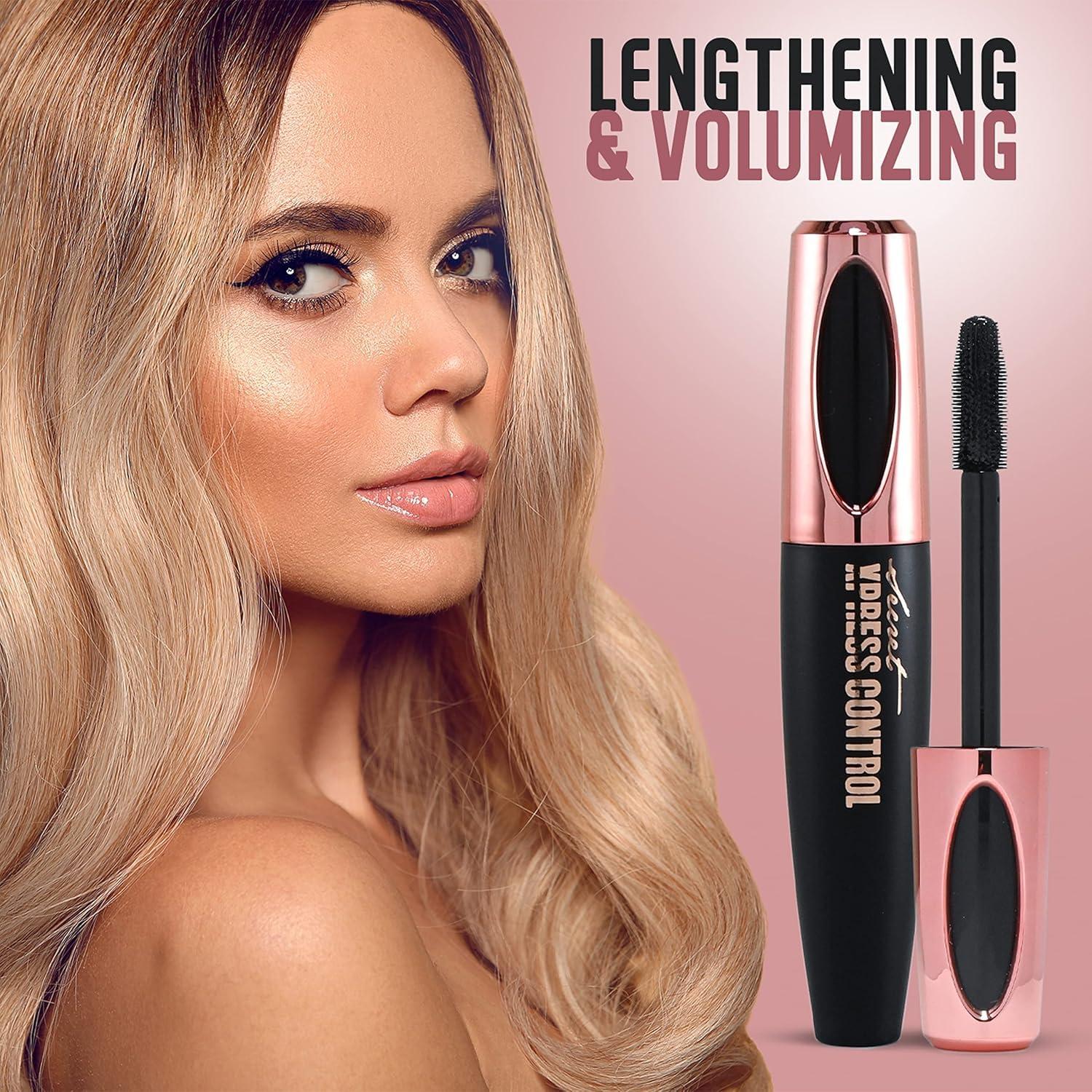 Secret Xpress Control Two Pack: Secret Xpress Control 4D Silk Fiber Lash Mascara, Lengthening and Thick, Long Lasting, Waterproof & Smudge-Proof, All Day Exquisitely Full, Long, Thick, Smudge-Proof Eyelashes