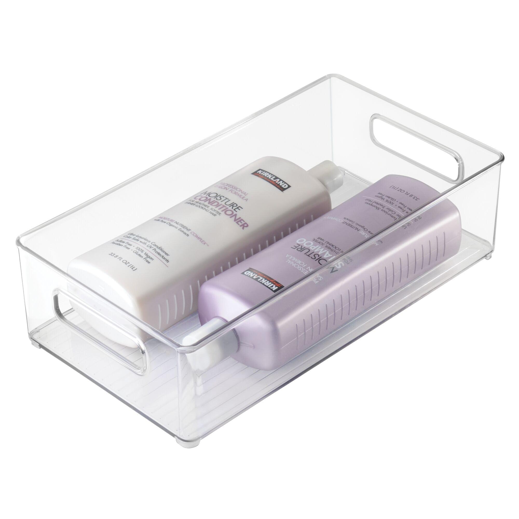 iDesign iDesign Stackable Bathroom Storage Bin with Handles for Makeup and Accessories, Clear, Made in USA