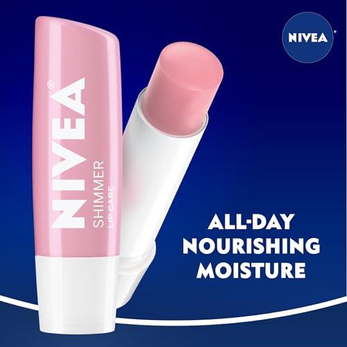 NIVEA NIVEA Shimmer Lip Care, Shimmer Lip Balm with Shea Butter, Nourishing Oils and Vitamin C & E, 3-in-1 Moisture, Repair (for Dry Lips) and Shimmer, 0.17 Oz Stick