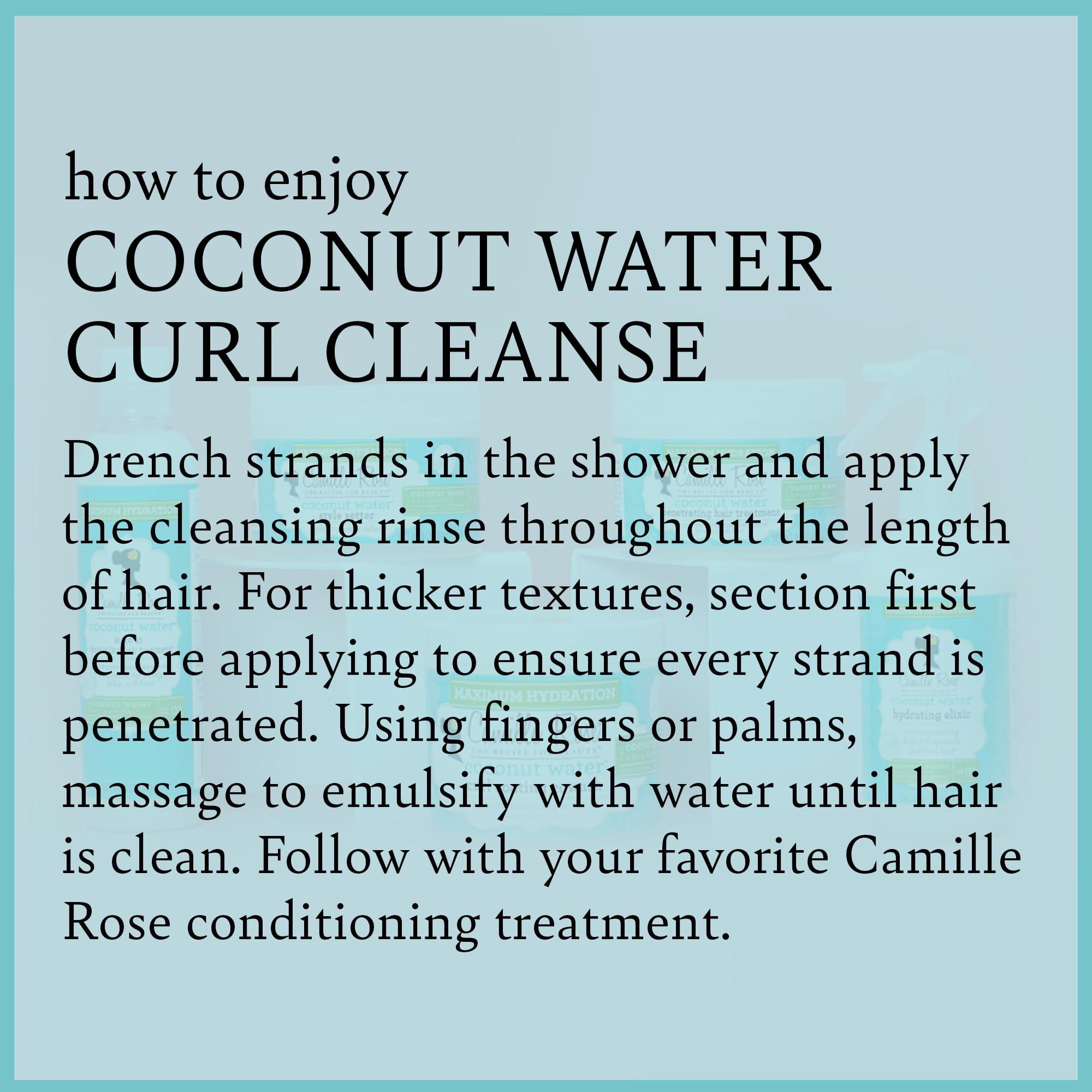 Camille Rose Camille Rose Coconut Water Curl Cleanse, Sulfate Free Hydrating Shampoo, with Coconut, Castor, and Rosemary Oils, for Soft Bouncy Curls, 12 oz