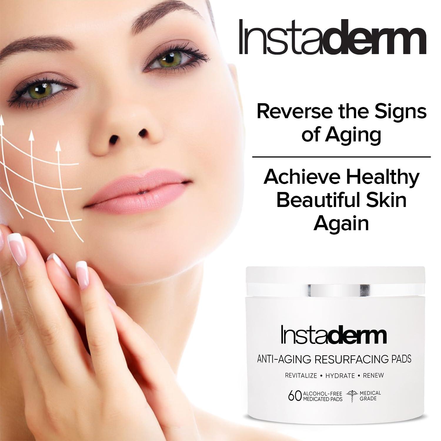 Instaderm Anti-Aging Exfoliating Peel Pads Smooths Fine Lines, Wrinkles, Dark Spots & Skin Roughness to Enhance the Skins Texture & Tone for Radiant Glow.