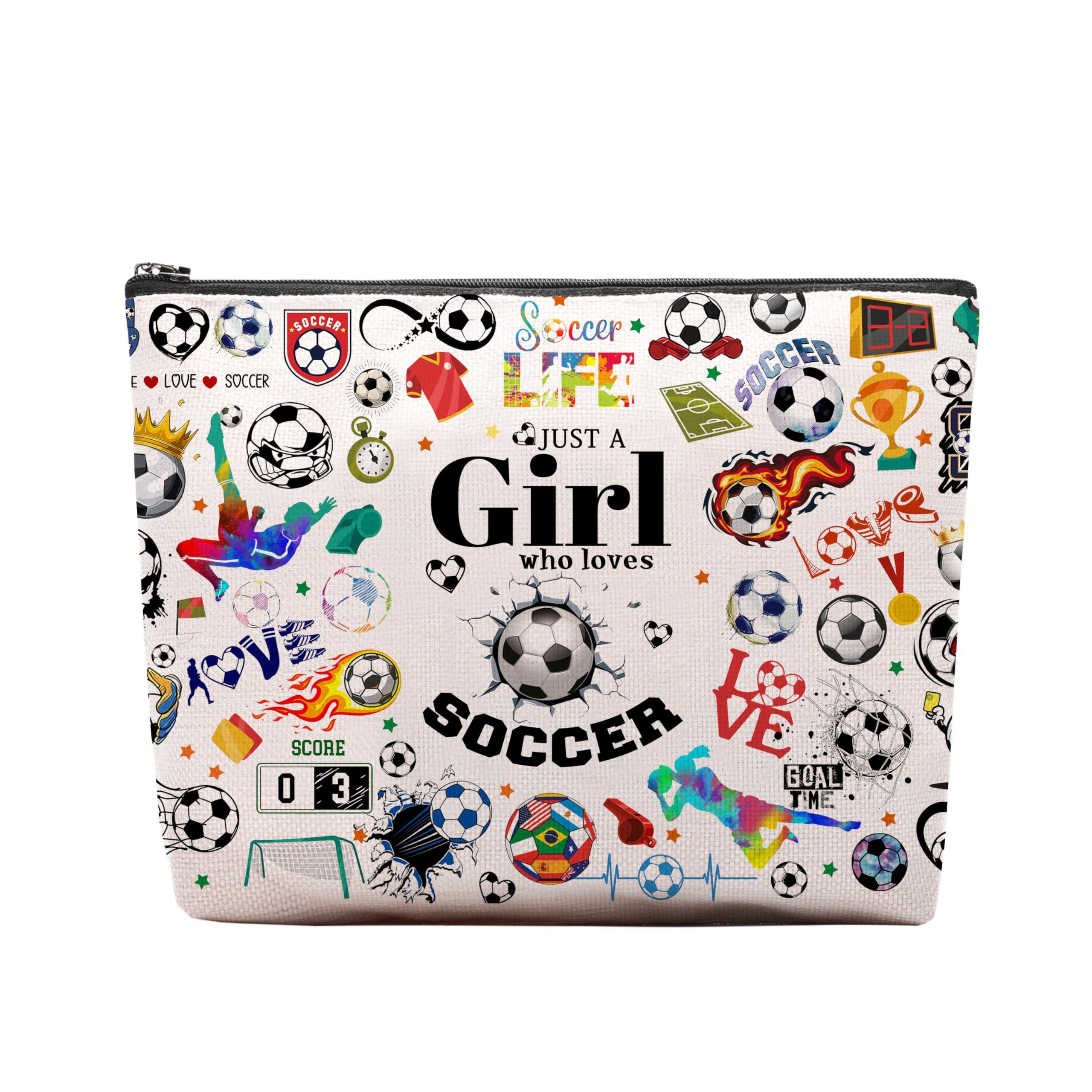 CEASQVAA CEASQVAA Soccer Gifts Makeup Cosmetic Bag for Women, Soccer Coach Gifts, Soccer Team Gifts for Soccer Lovers Players Fans Birthday Gifts for Her Women