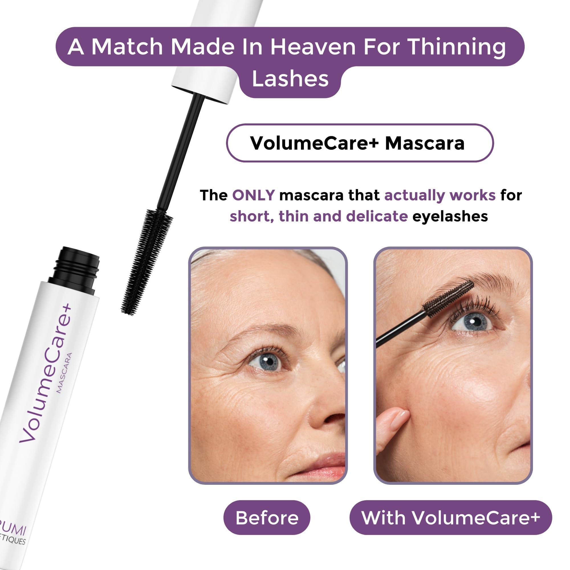 Rumi Cosmetiques Rumi Cosmetiques VolumeCare+ Mascara For Older Women - Extreme Length and Volume 2-in-1 Formula - No Clumps, Long-Wearing, Hypoallergenic Mascara For Sensitive Eyes (Natural Black)