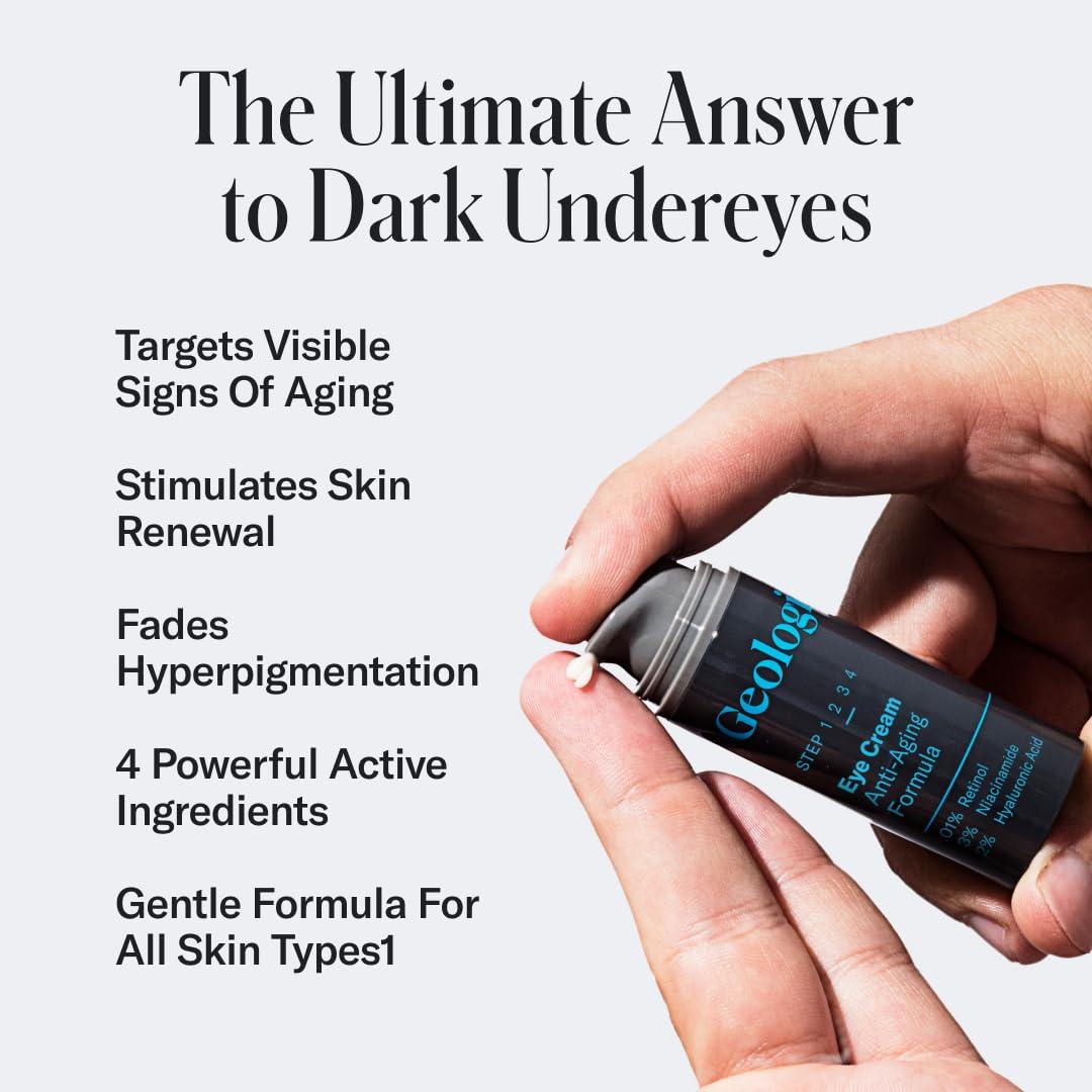 Geologie Geologie Complete Skincare Set for Men & Women | 1-Month Simple & Effective Daily Clear Skin Routine | Acne, Oily Skin, Dark Spots | Face Wash 2-Pack, Retinol Face Cream, SPF15 Moisturizer & Eye Cream