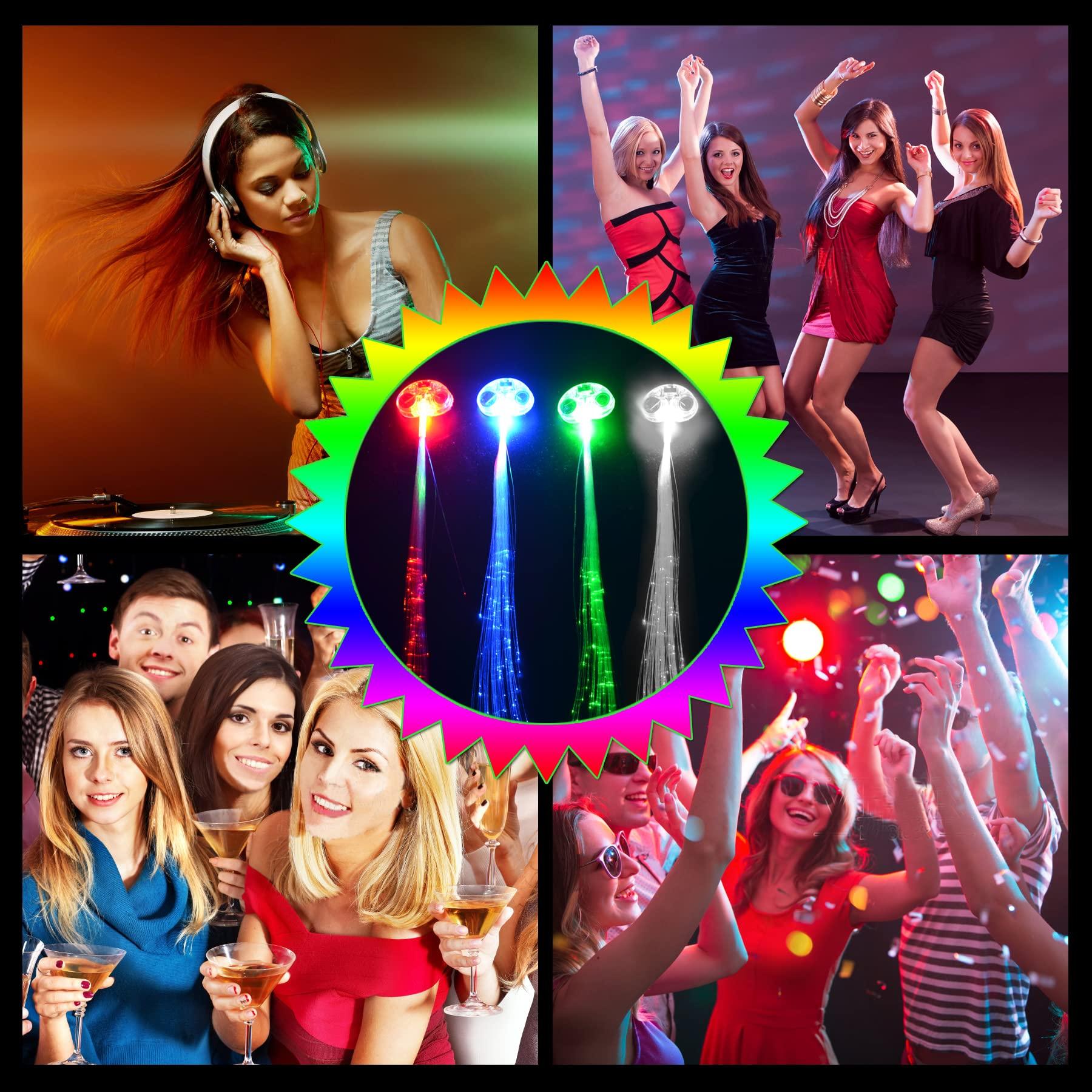 YOFOBU 30 Pack Red LED Lights Hair Light-Up Fiber Optic LED Hair Barrettes Extensions Light Flashing Fiber Optic Hair Braid Barrettes Hair Clips for 4th of July Party Favors Festival Party Bar Concert