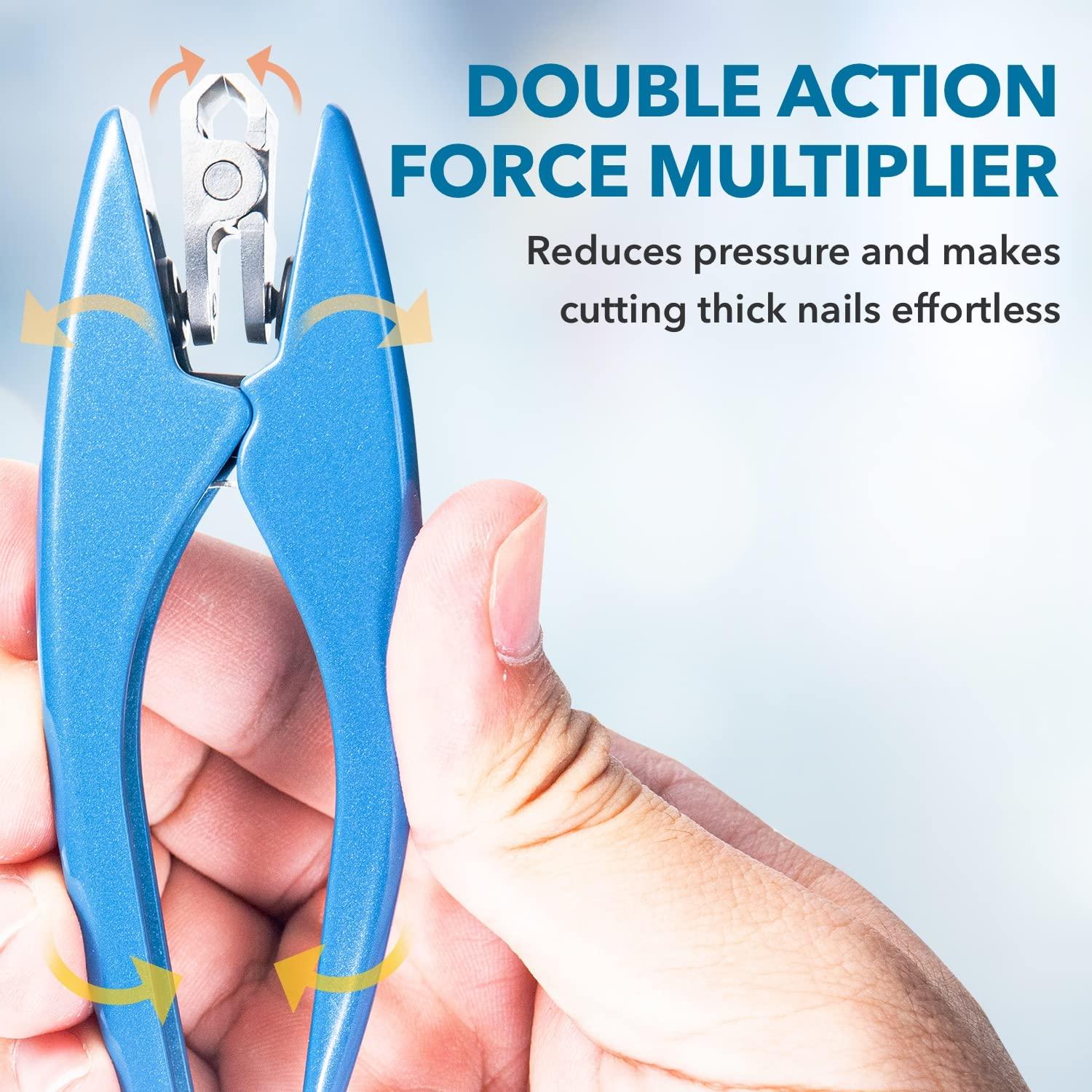 Azurro ClipperPro Omega Fingernail Clipper - Ergonomic Large Nail Clippers for Women & Men | Heavy-Duty Nail Cutters | Fingernail Clippers with 180 Swivel Head (Ice Blue Edition)