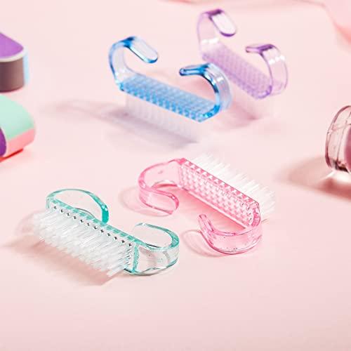 EBOOT 4 Pieces Handle Nail Brush Nail Hand Scrubbing Cleaning Brush (Small, Multicolor)