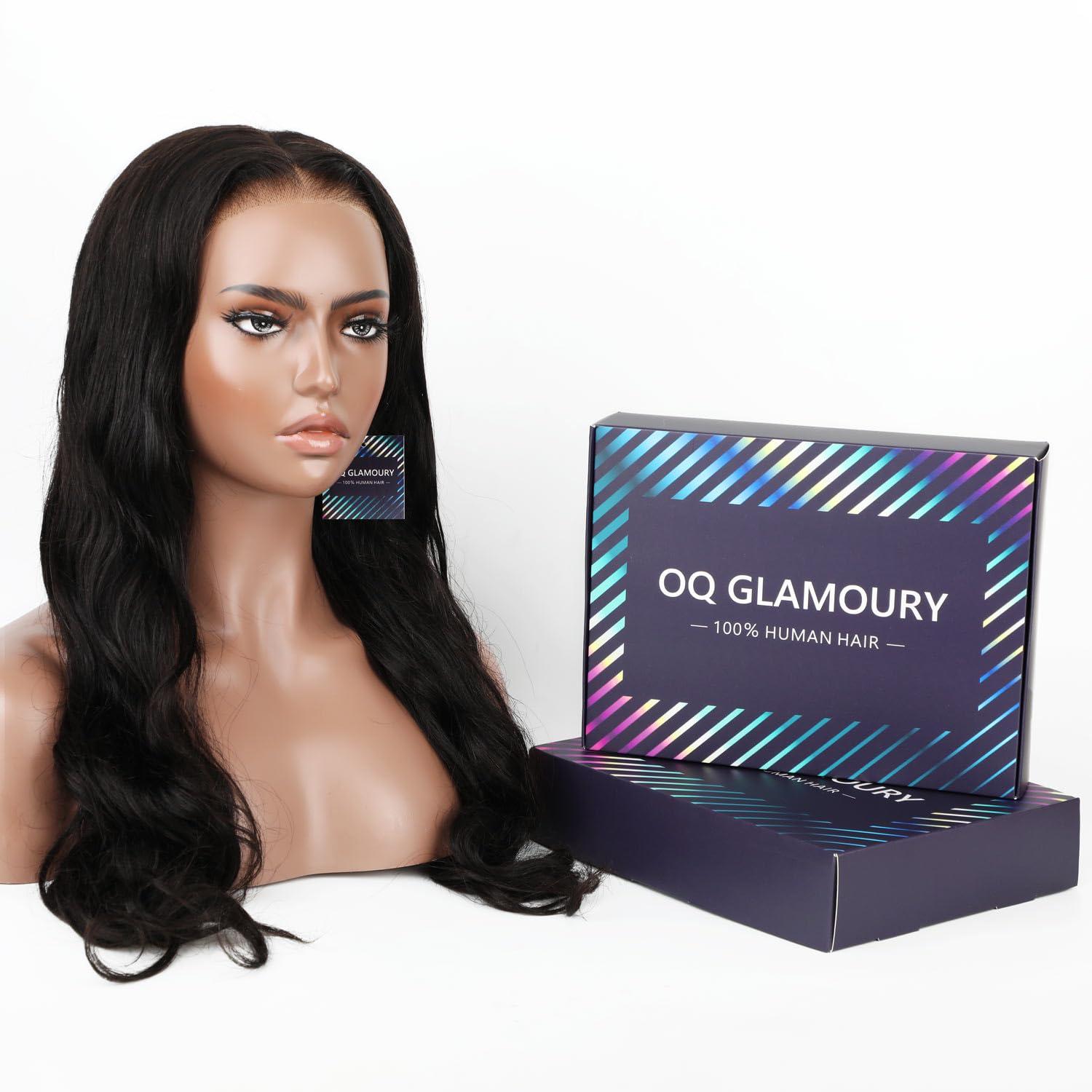 Generic OQ GLAMOURY 100% Wear Go Glueless Wigs Pre Cut Lace Body Wave Undetectable 6X4 HD Lace Wigs 180% Density Human Hair Wigs for Women Pre Plucked (20 Inch)