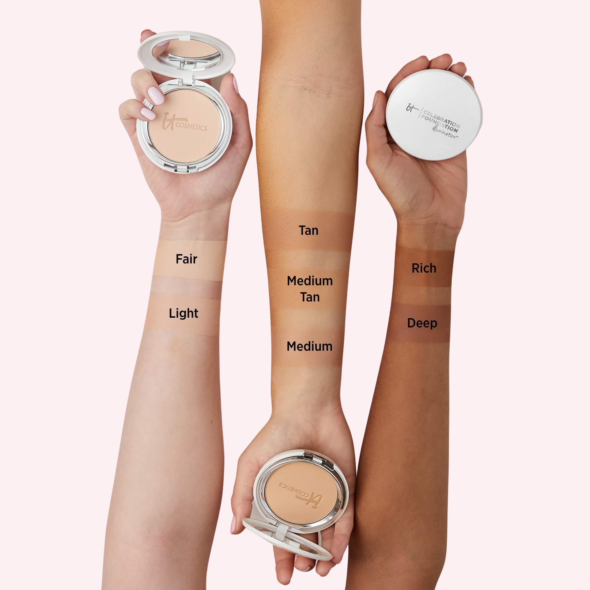 it COSMETICS IT Cosmetics Celebration Foundation Illumination - Anti-Aging, Full Coverage Foundation Powder - With Drops of Light Technology for Added Radiance - Blurs Pores, Wrinkles & Imperfections - 0.3 oz