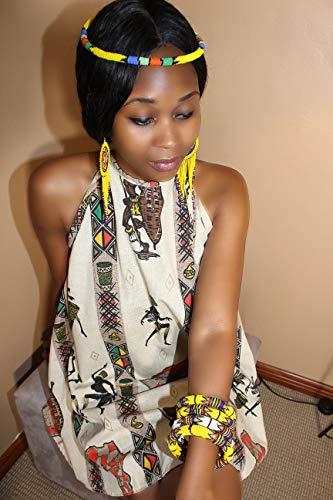 Chuma Luxury African Zulu Headband and bracelet (White)