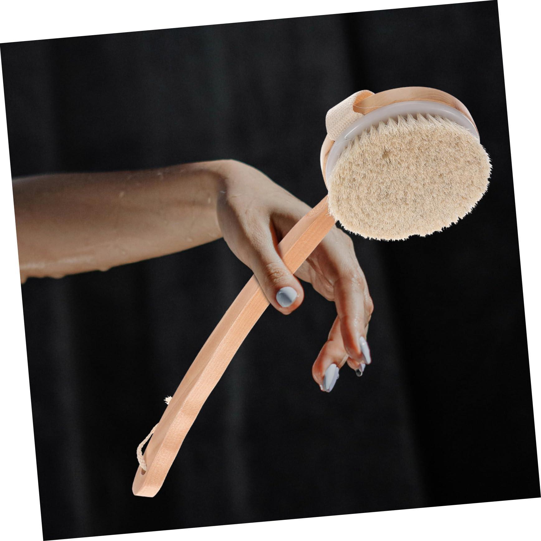 FOYTOKI FOYTOKI Wooden Handle Bath Brush Back Washer for Shower Bathroom Bath Brush Back Scrubber Long Handle Bath Brush Long Handle for Shower Back Scrubber for Shower for Men Back Brush
