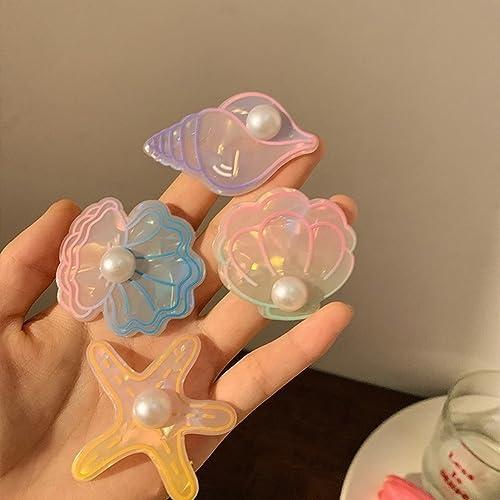 VALTEV Hair Clip Artificial Shell Pearl Starfish Hair Clip Set Resin Alligator Hair Clips Seashell Hair Clips Princess Clip Beach Mermaid Hairpin Headwear Styling Hair Accessories For Girls Women Ladies Part