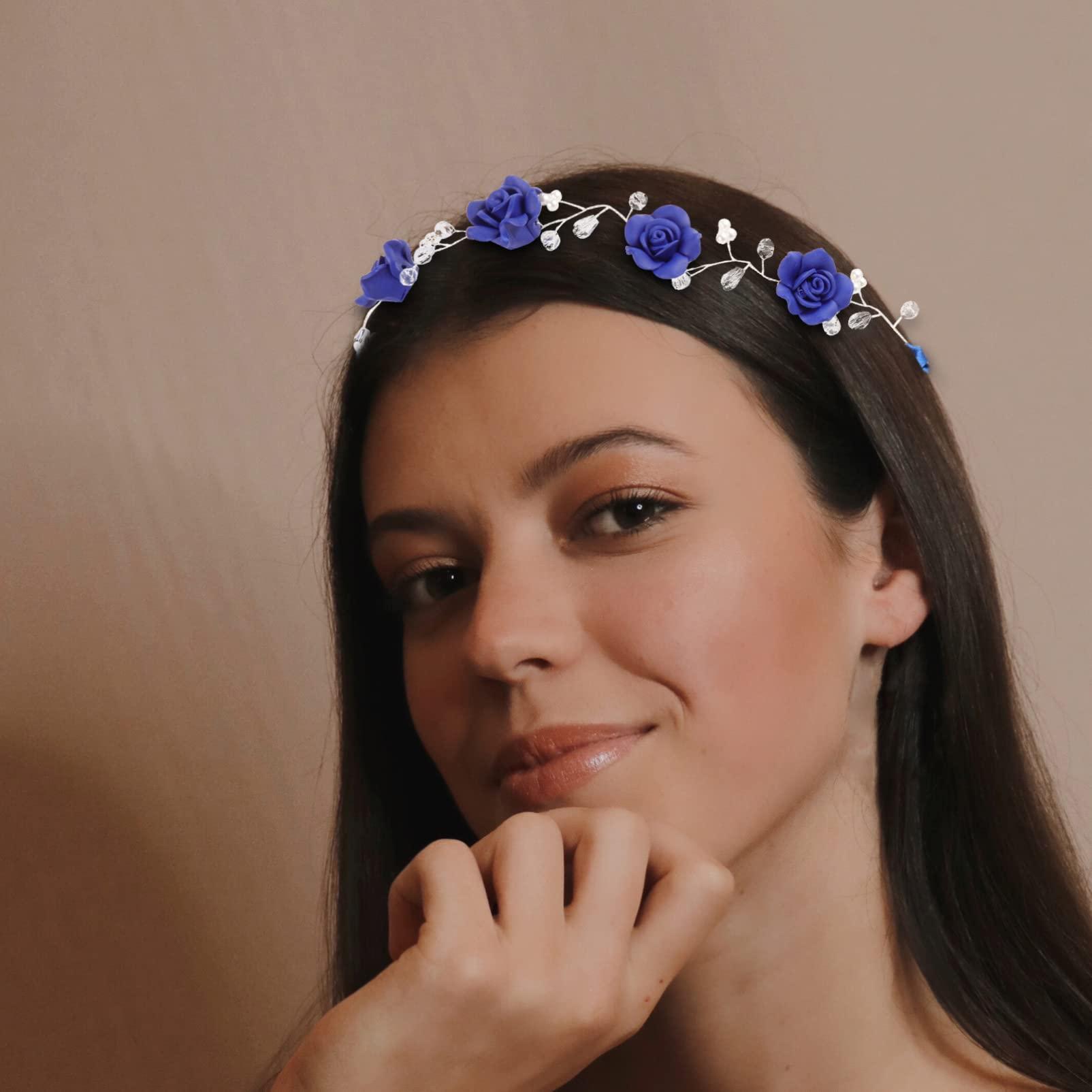 Beavorty Beavorty Blue Rhinestone Headband Yellow Headband Kids Shoelaces Wedding Headpieces Flower Headpiece Wedding Decor Wedding Hair Accessories Women\'s Vine Polymer Clay Girl