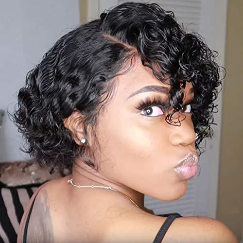 Jauarta Jauarta Sexy Wigs curly for Women, Short Curly Wig Afro Human Hair Wig, Black Full Lace Front Hair for Cosplay Party Salon