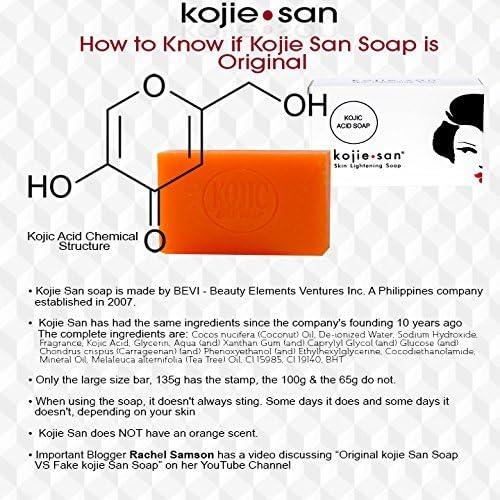 Kojie San Kojie San Skin and Body Brightening Soap - Original Kojic Acid, Dark Spot Remover Bar Soap with Glycerin & Tea Tree Oil - 65g x 2 Bars