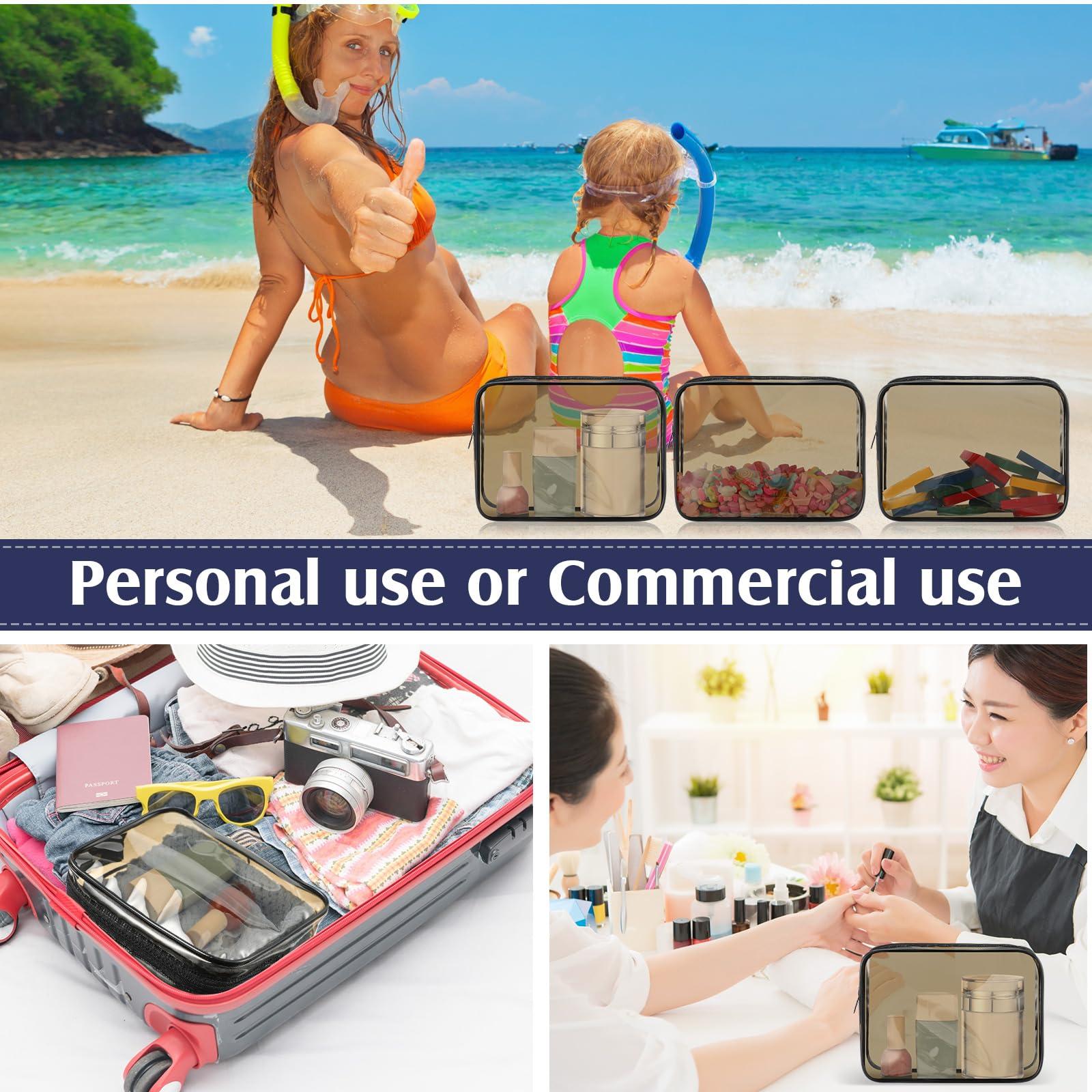 Sanwuta Sanwuta 100 Pcs Clear Makeup Bags Bulk Tsa Approved Toiletry Bag for Travel Transparent Cosmetic Bag PVC Waterproof Travel Small Pouches with Zipper for Men and Women(Dark Black)